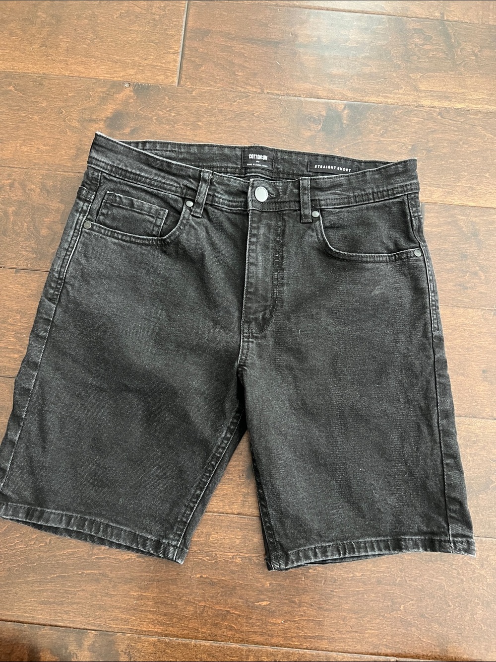 Cotton On Black Denim Shorts - Straight Leg